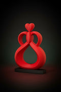 Red Heartflow Infinity Sculpture by FLY-OG 3D, symbolizing love and unity. Made from PLA+ with a matte finish.