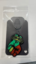 FLY-OG 3D Juneteenth Fist of Power keychain, red, black, and green Pan-African colors, raised fist with broken chains.